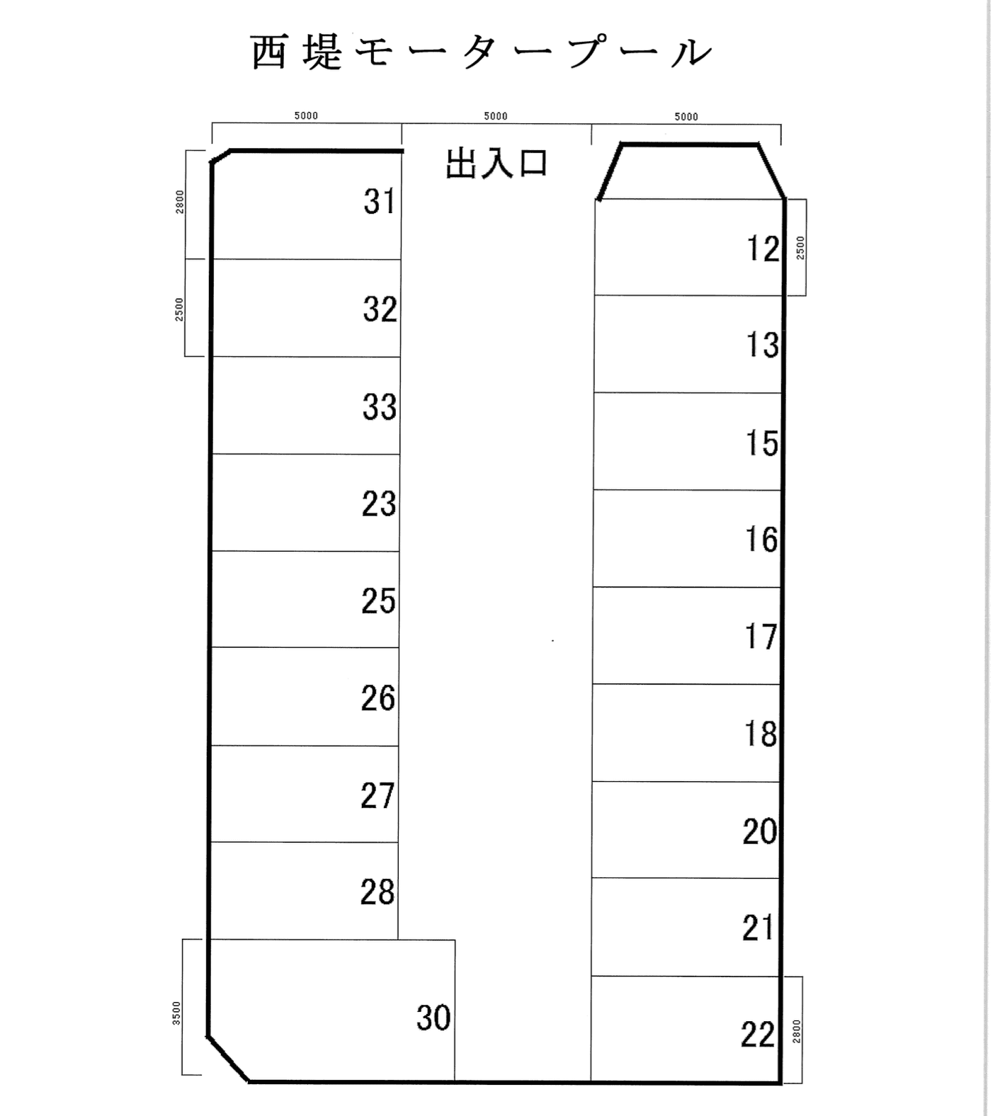 西堤モ-タ-プ-ルの駐車配置図
