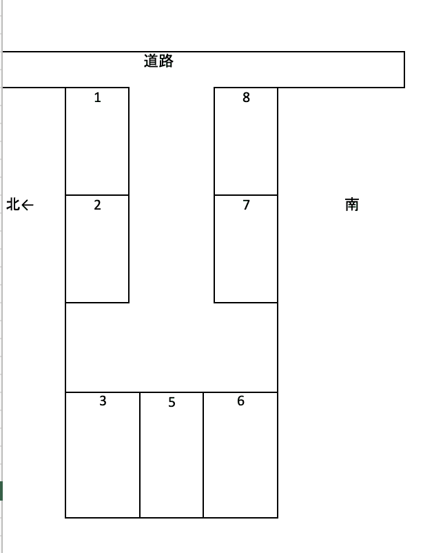 垣田ガレージの駐車配置図
