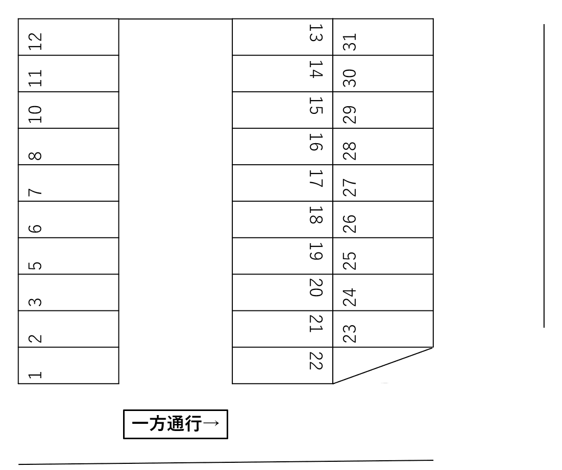 緑地南パーキングの駐車配置図