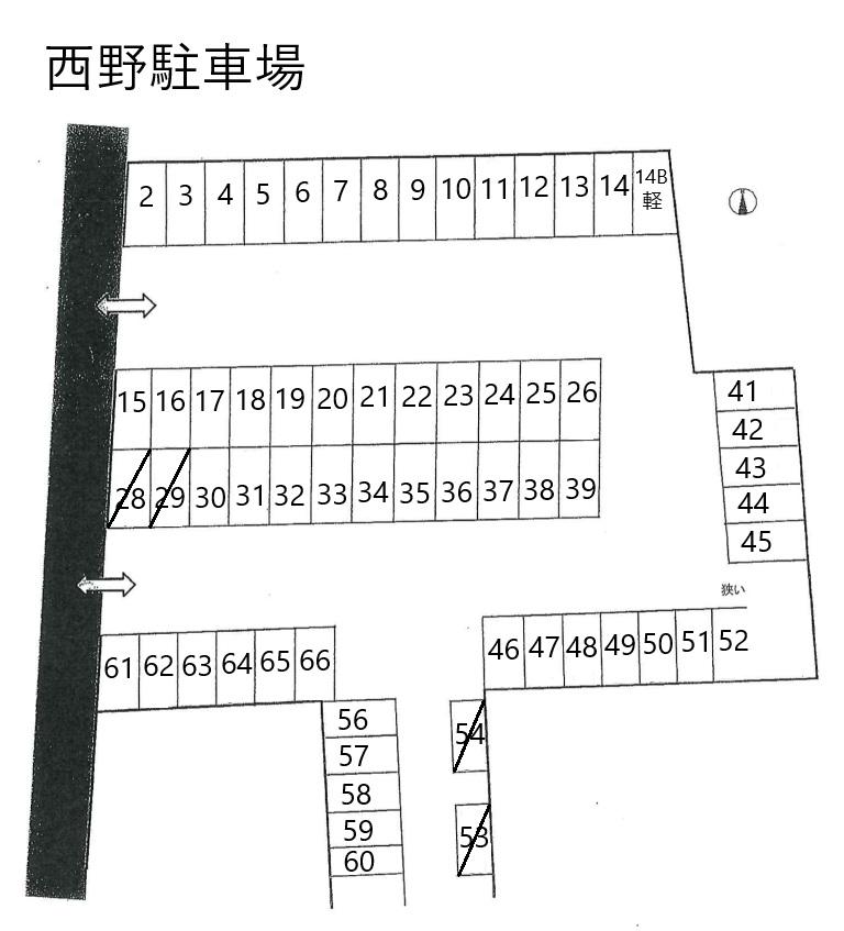 西野駐車場の駐車配置図