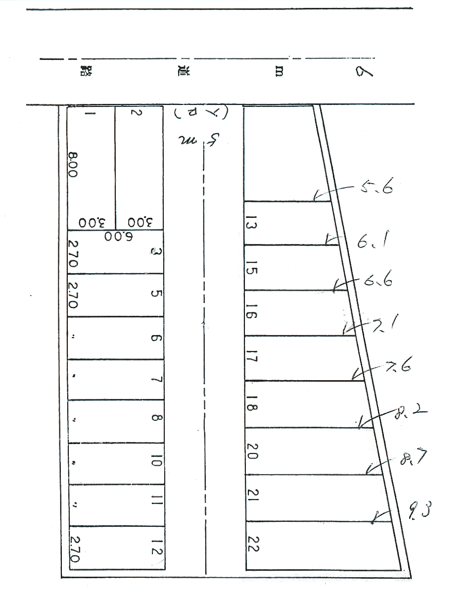 小倉個室西側(百合子)の駐車配置図