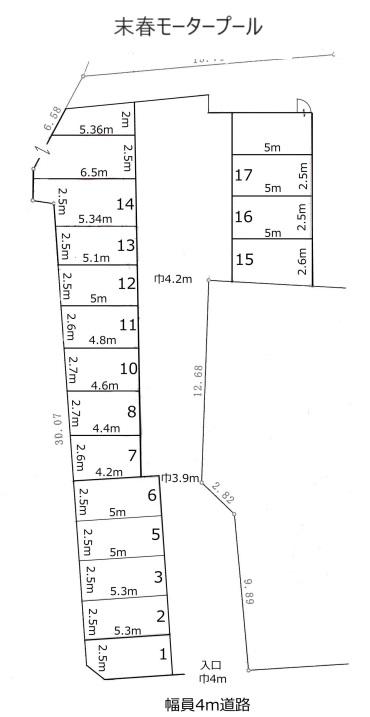 末春モータープールの駐車配置図