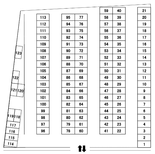 日の出町F駐車場の駐車配置図