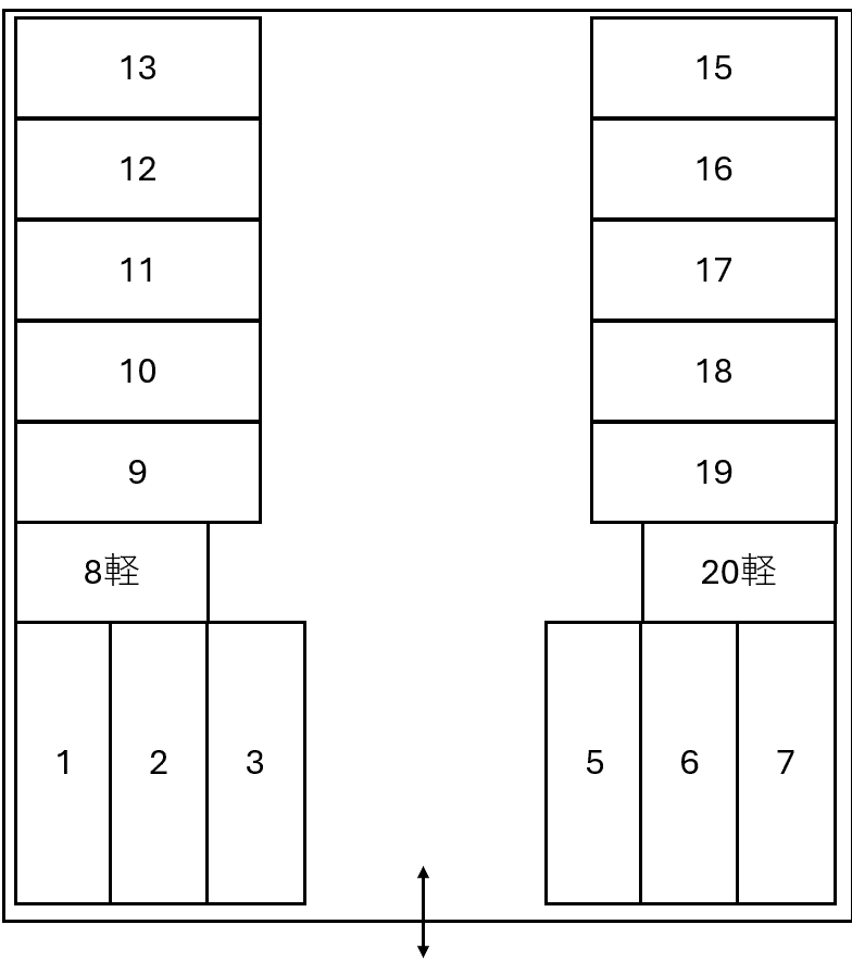 加藤上萱津北ノ川83番1駐車場の駐車配置図