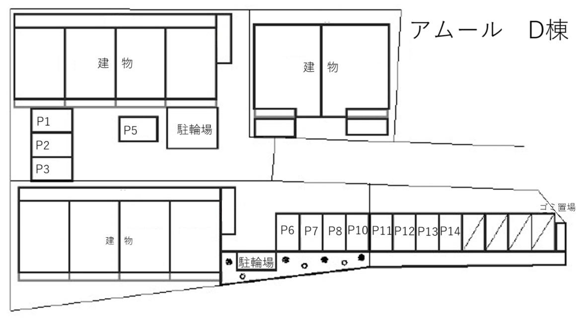 アムール D棟の駐車配置図