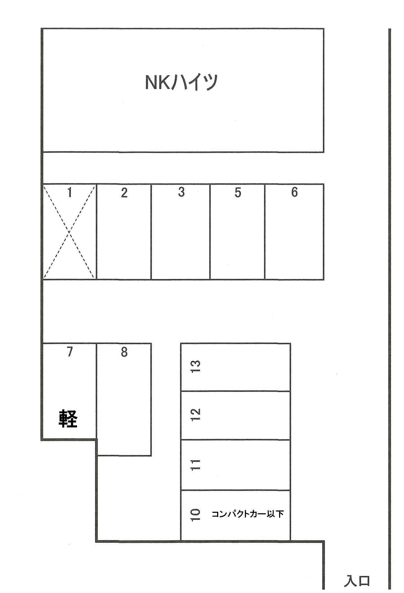 エヌケーハイツ駐車場の駐車配置図