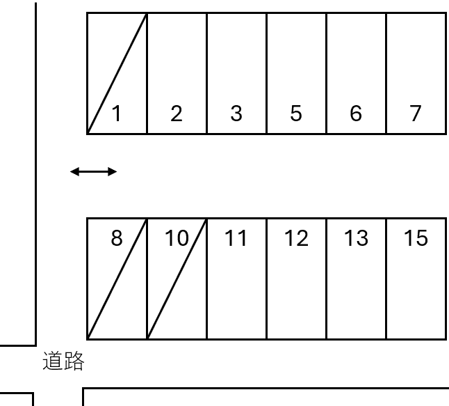 横井新居屋西大池44番駐車場の駐車配置図