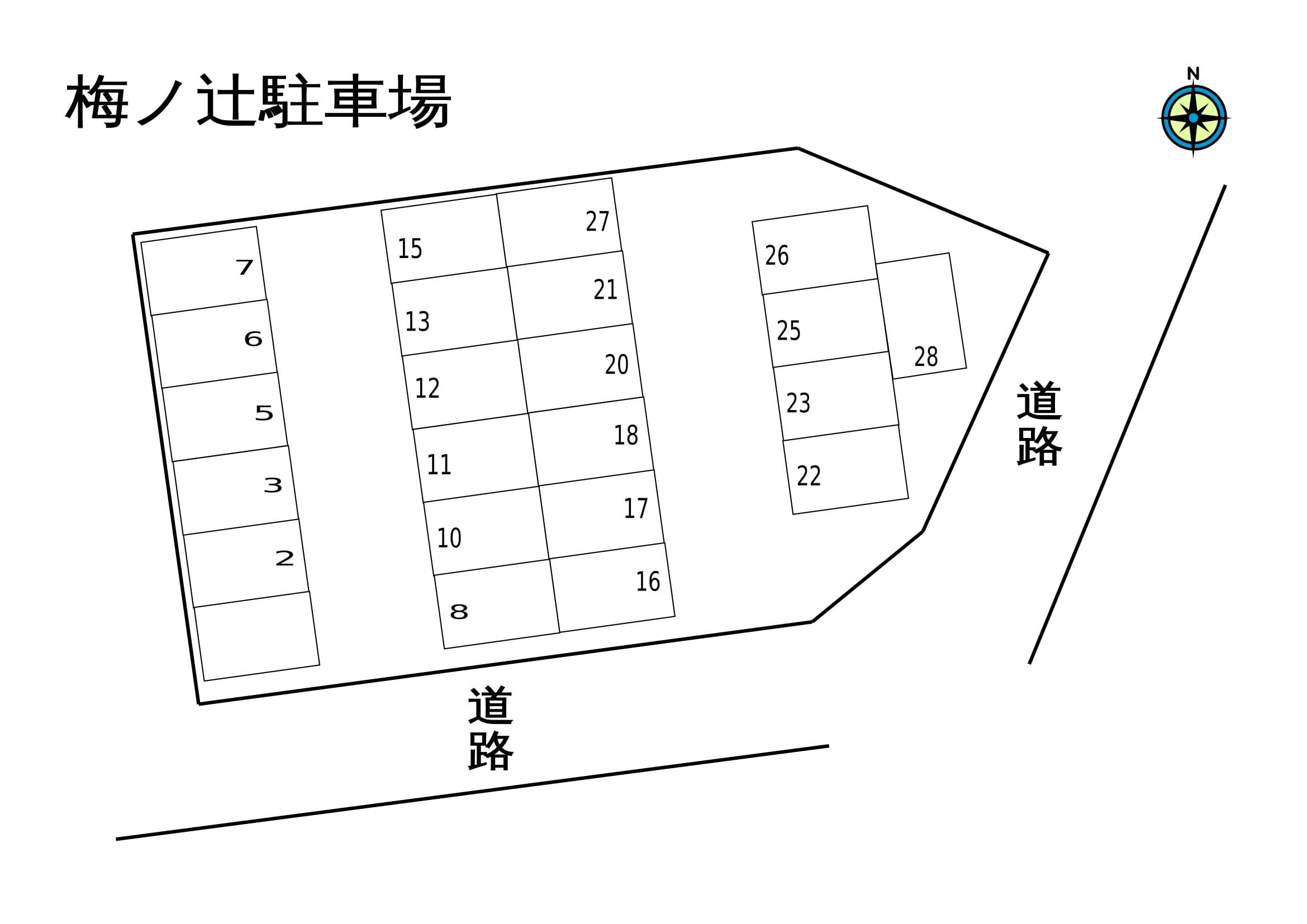 梅ノ辻駐車場の駐車配置図