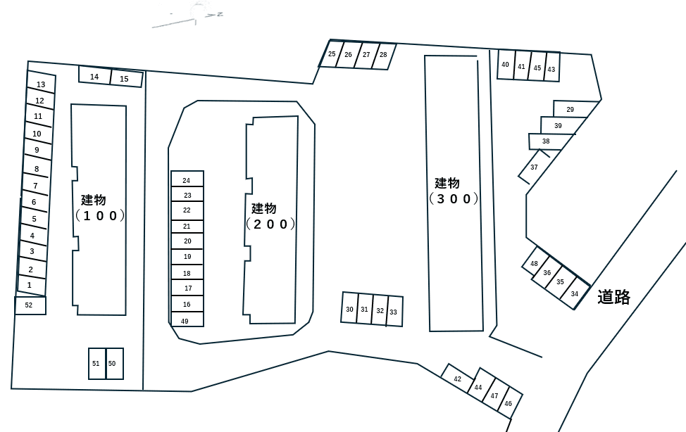 白川団地駐車場の駐車配置図
