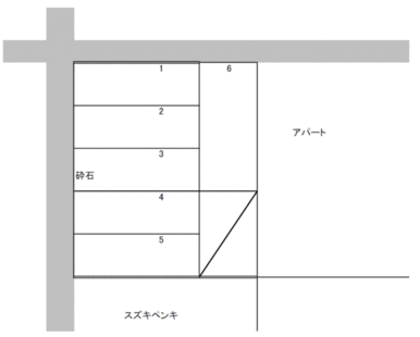東若林町 KHW37 駐車場の駐車配置図