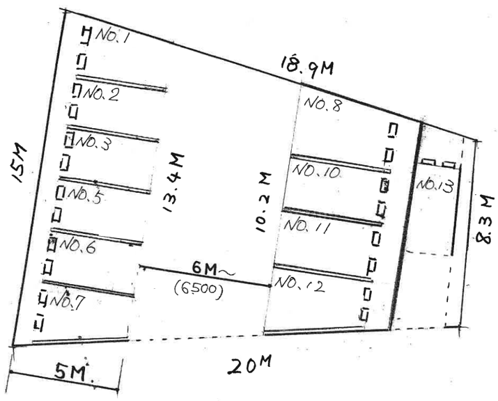 五輪2丁目駐車場の駐車配置図