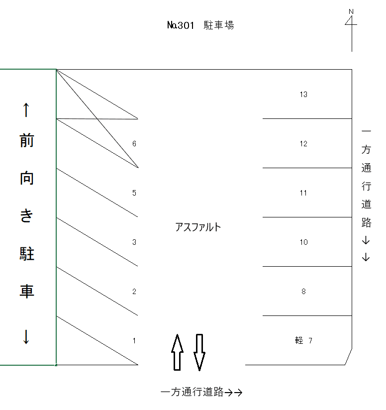 岩倉-301の駐車配置図