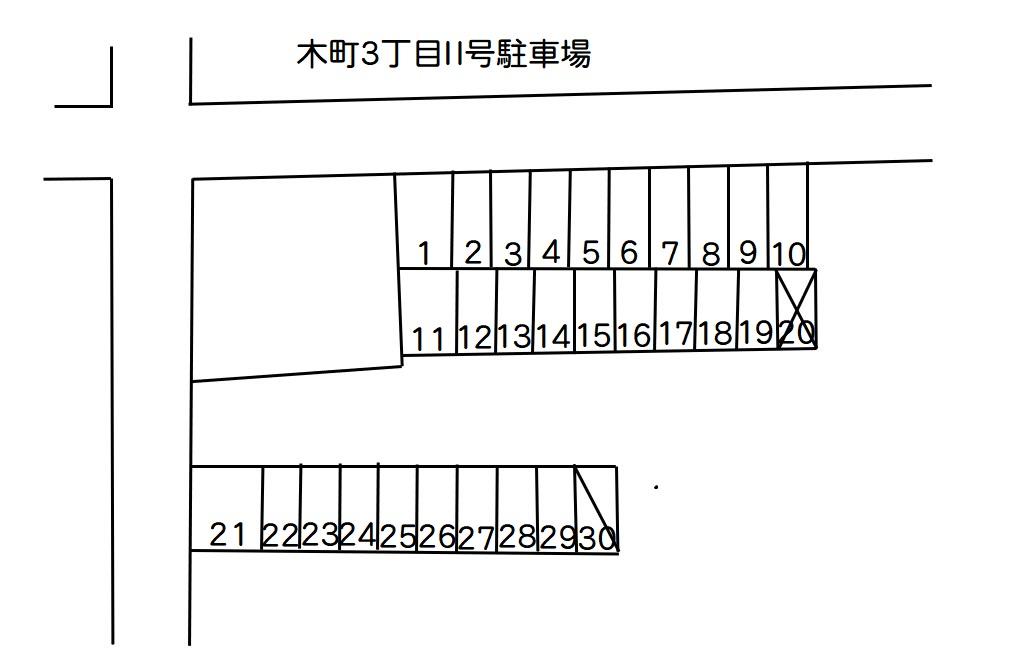 木町3-D駐車場の駐車配置図