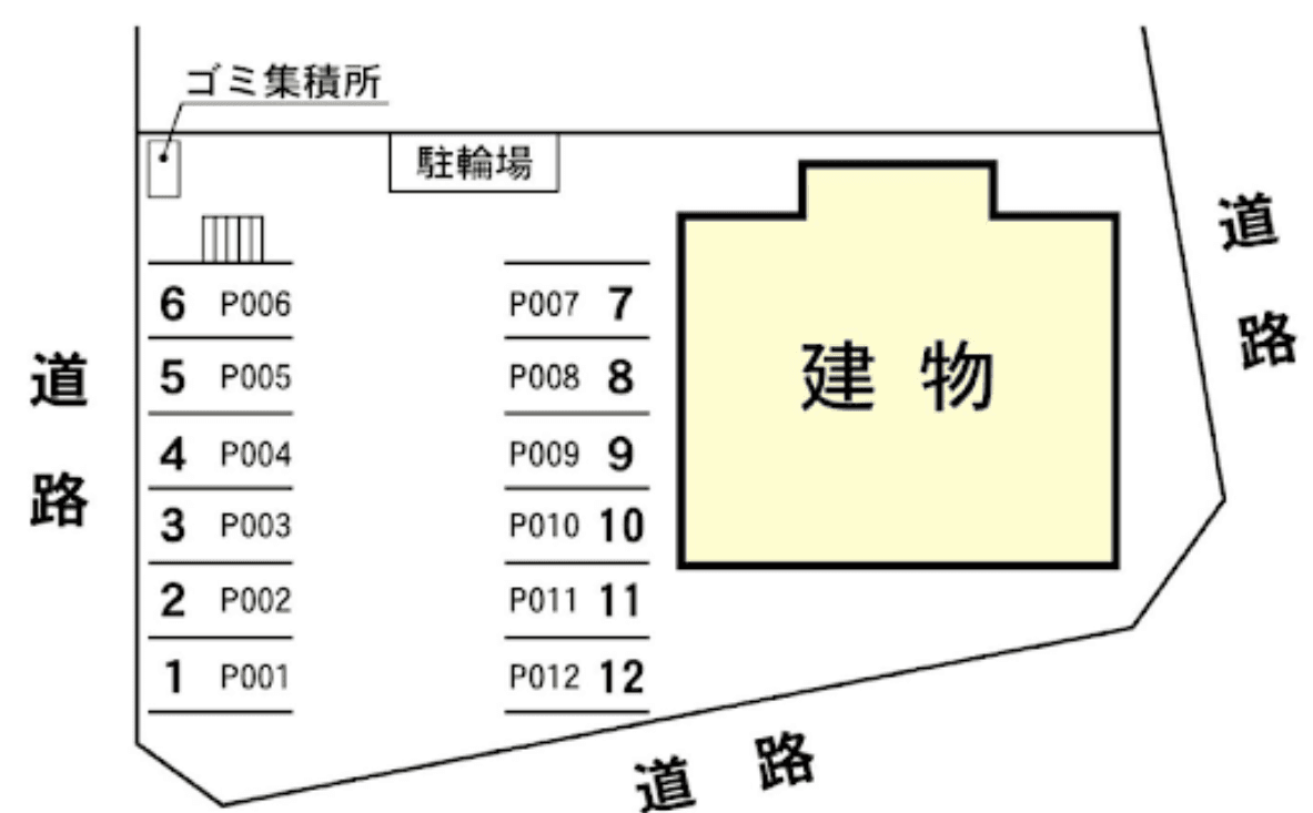 O'sフトゥーロ駐車場の駐車配置図