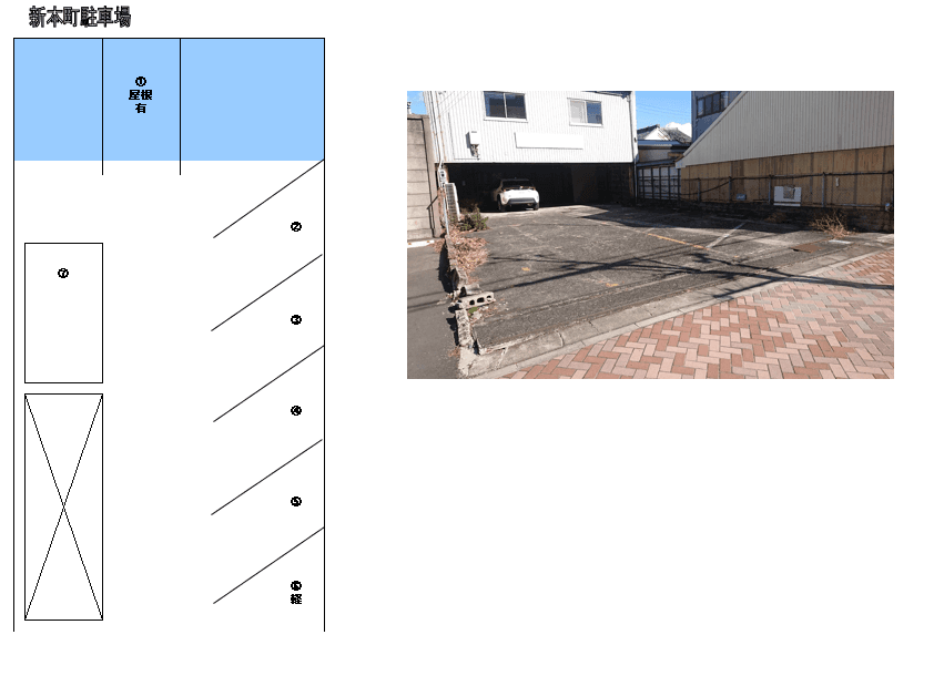 新本町61駐車場・倉庫の駐車配置図