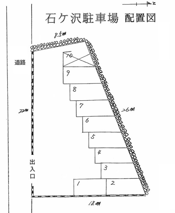 石ヶ沢駐車場の駐車配置図