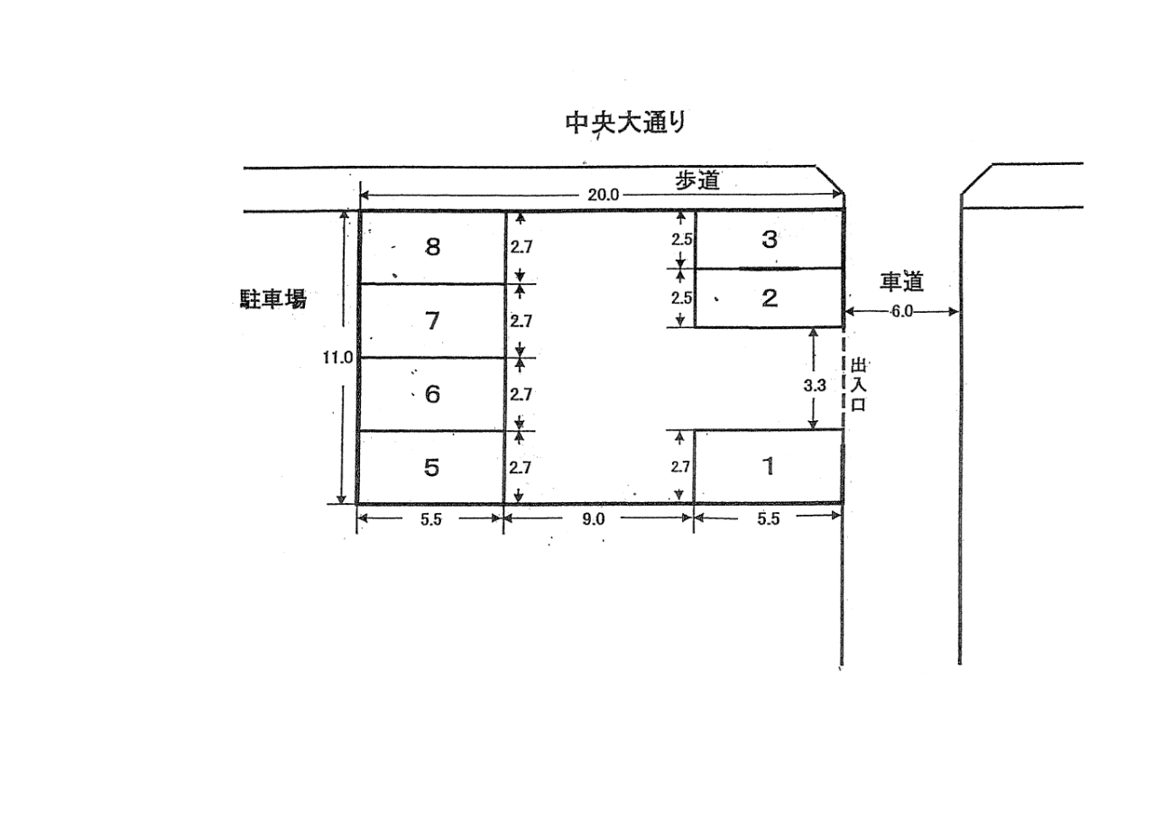 神路川田駐車場の駐車配置図