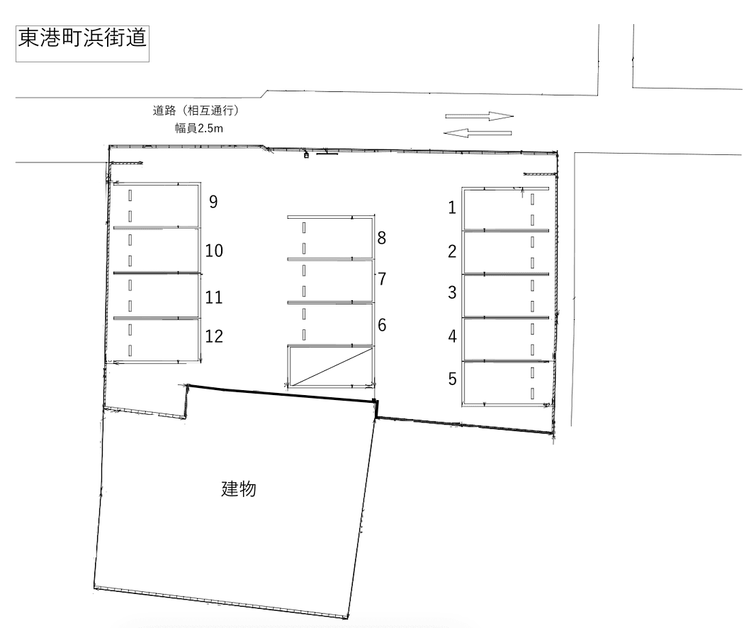 東港町浜街道の駐車配置図