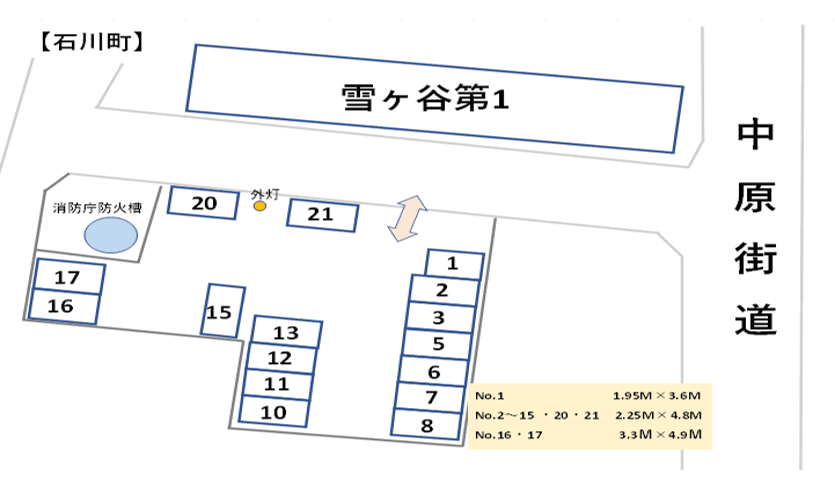 石川町駐車場の駐車配置図