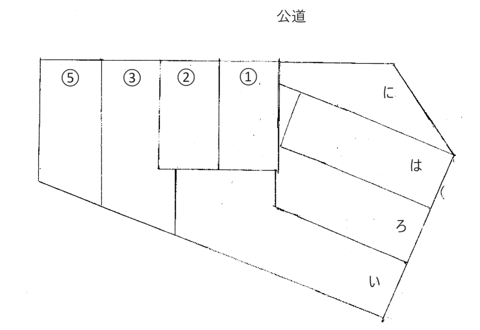 荒江ガレージの駐車配置図