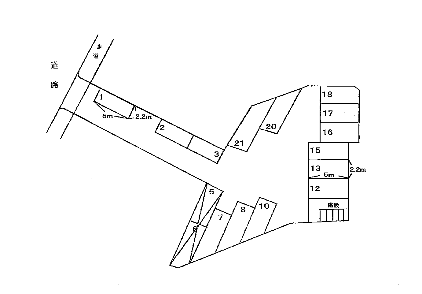 一柳モータープール(本家裏)の駐車配置図