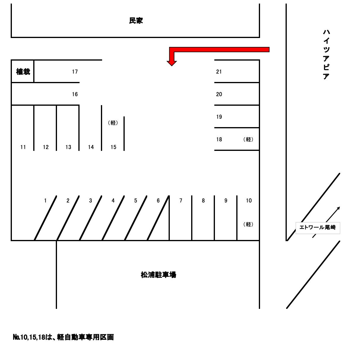 藤井月極駐車場の駐車配置図