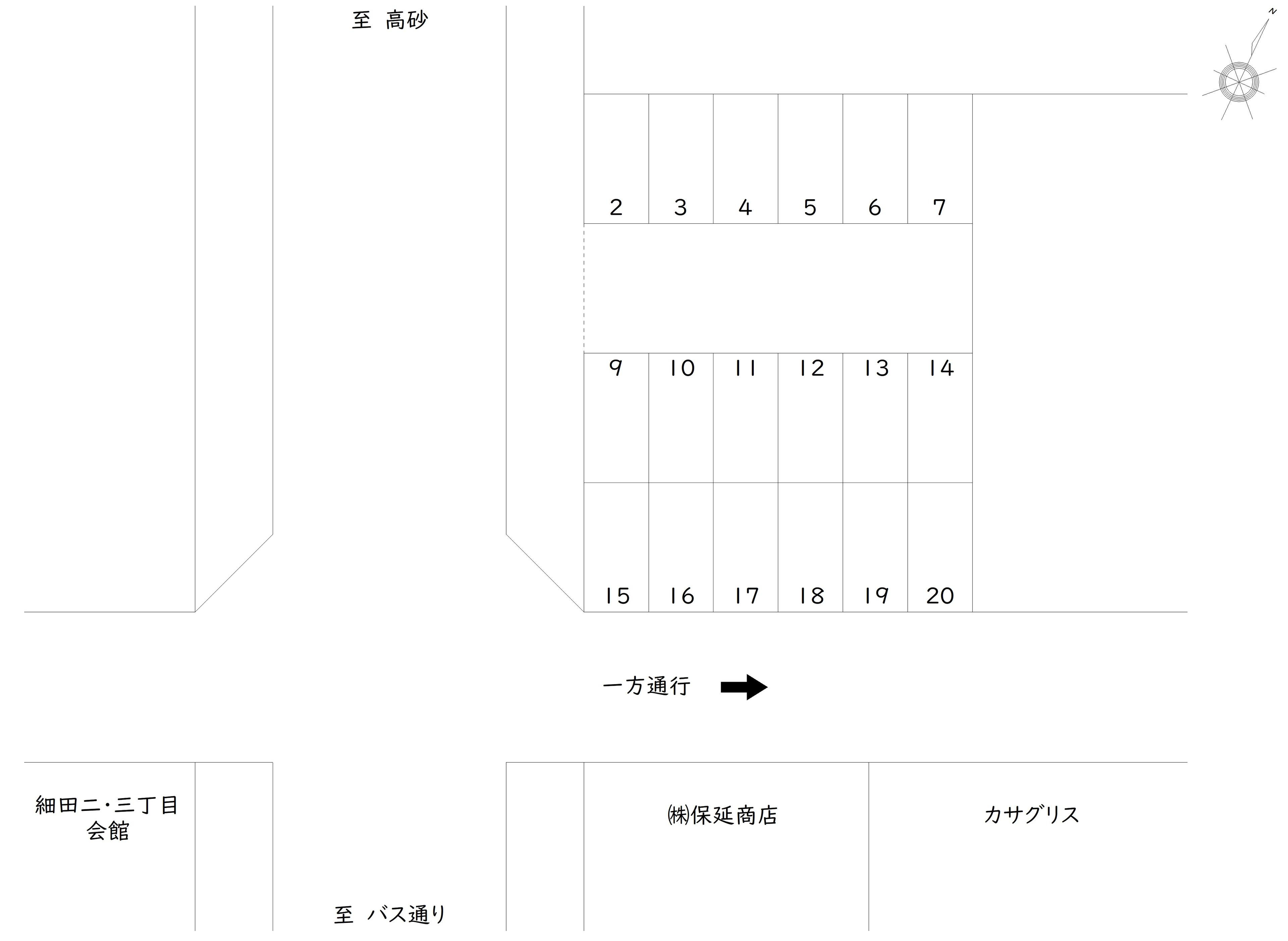 細田4-11 駐車場の駐車配置図