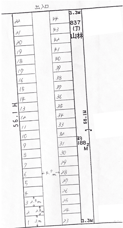 やました新町8駐車場の駐車配置図