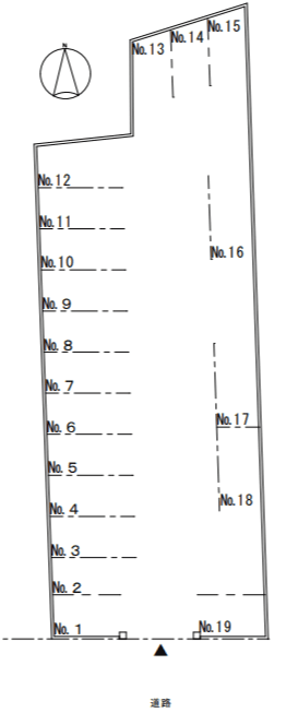 第2城南町月極駐車場の駐車配置図
