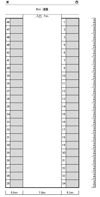 深井第二駐車場の駐車配置図