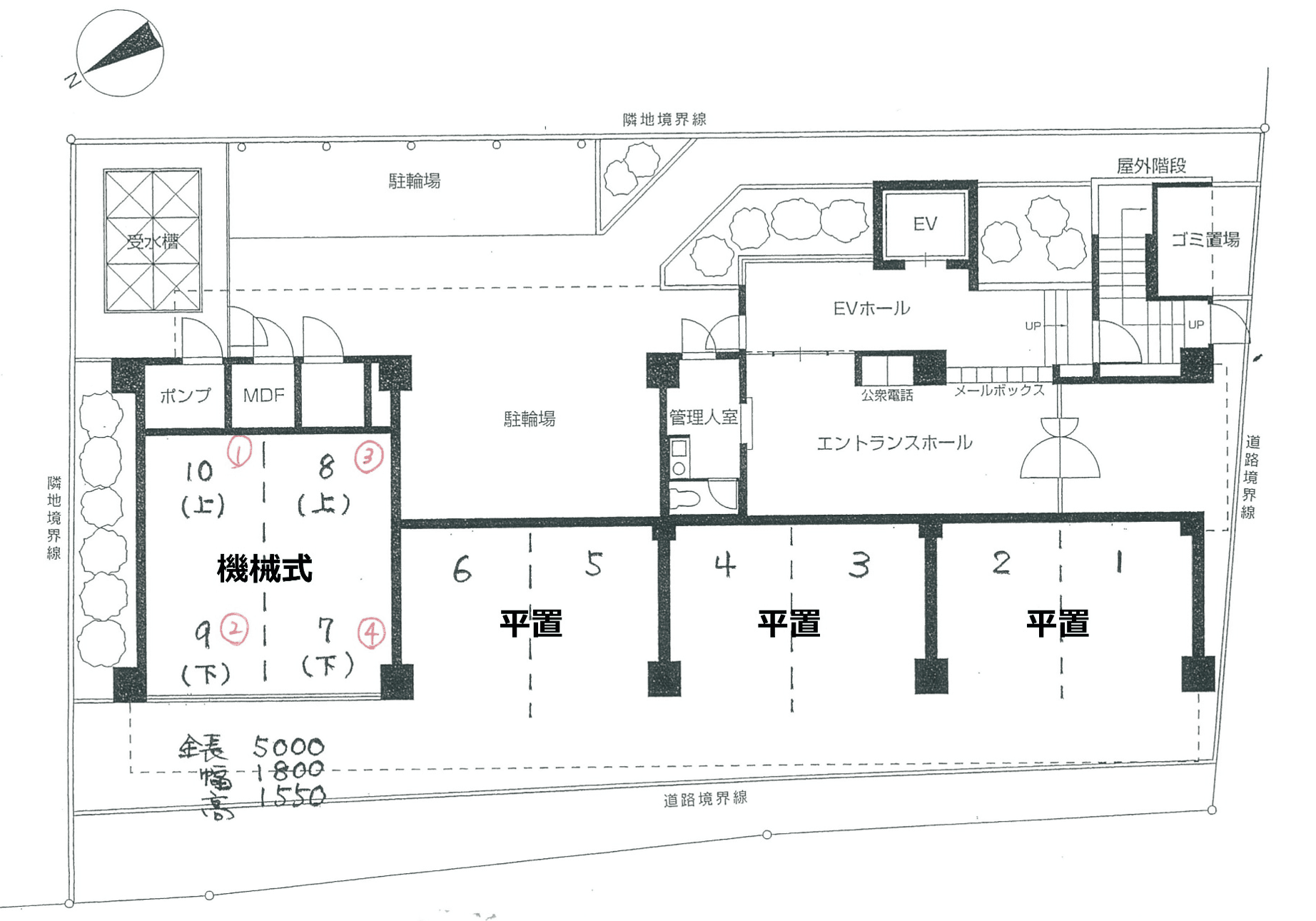 グリフィン横浜・保土ヶ谷駅前駐車場の駐車配置図