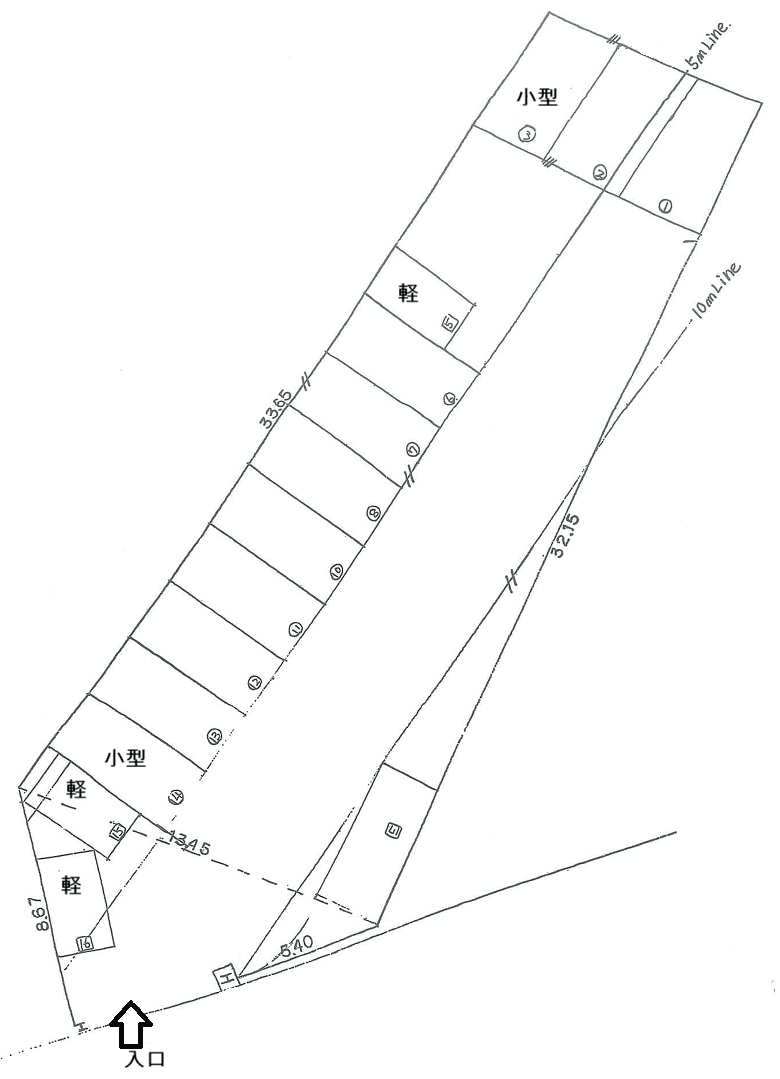 西王子パーキングの駐車配置図