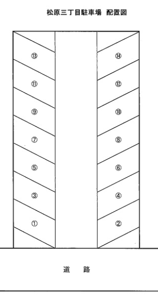 松原3丁目村上駐車場の駐車配置図