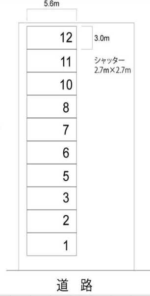 (有)ひがしの商事貸ガレージの駐車配置図