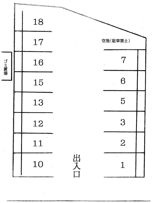 渡井西駐車場の駐車配置図