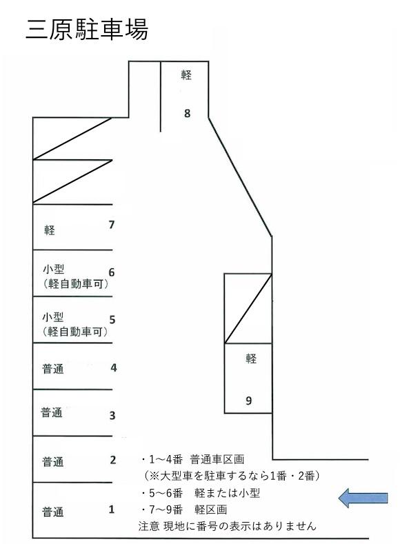 三原駐車場の駐車配置図