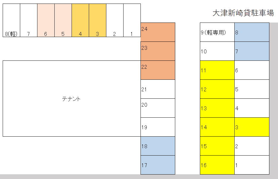 大津新崎貸駐車場の駐車配置図