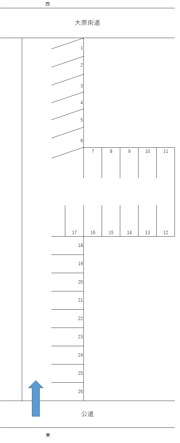 小名浜西君ケ塚町月極駐車場の駐車配置図