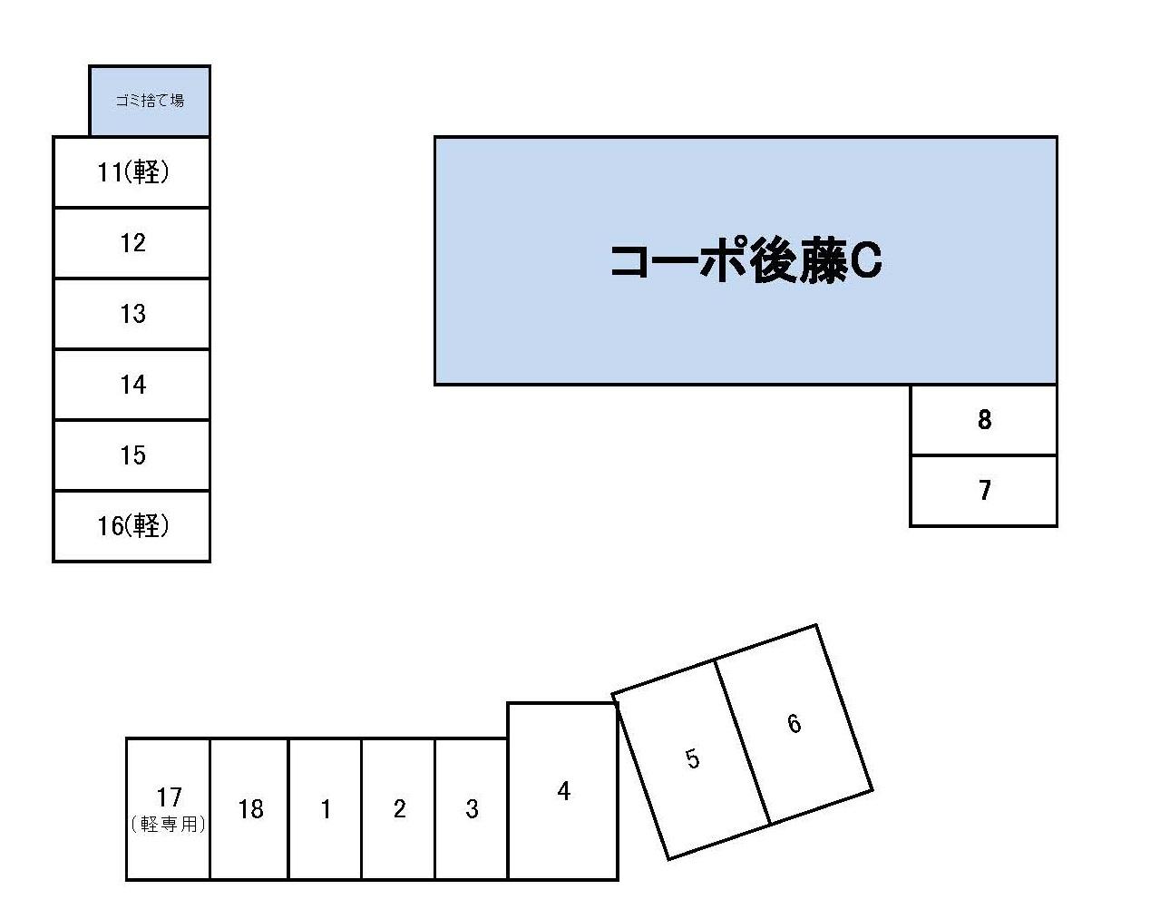 コーポ後藤C月極駐車場の駐車配置図