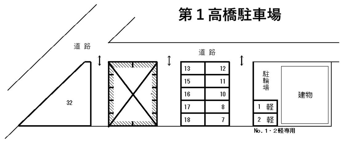 第1高橋駐車場の駐車配置図