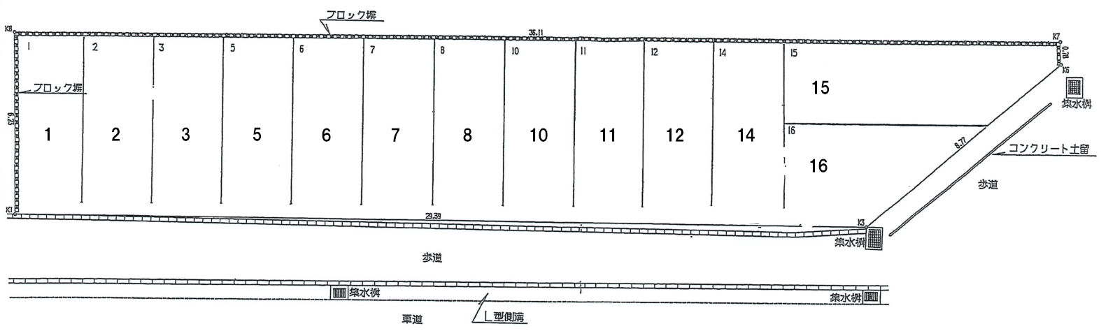 横七番町パーキングの駐車配置図