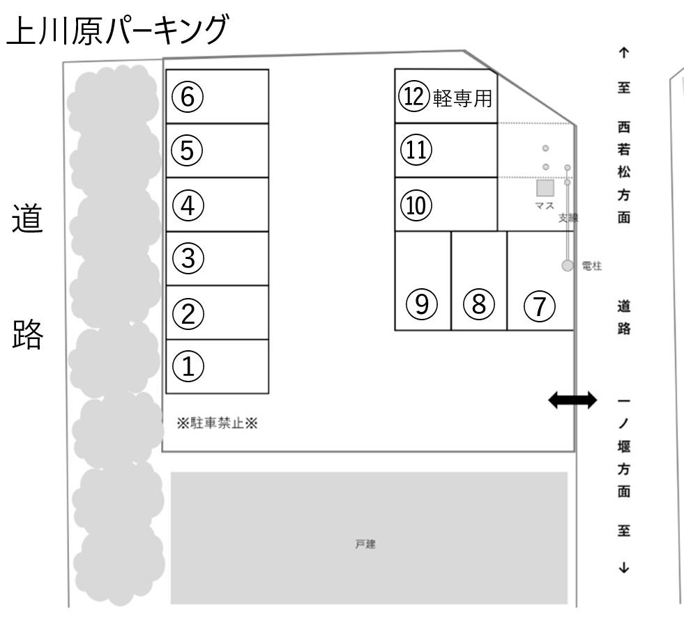 上川原パーキングの駐車配置図