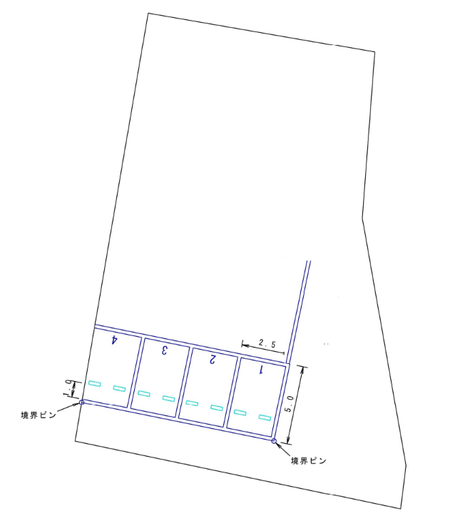 メゾンドユタカ前4台駐車場の駐車配置図