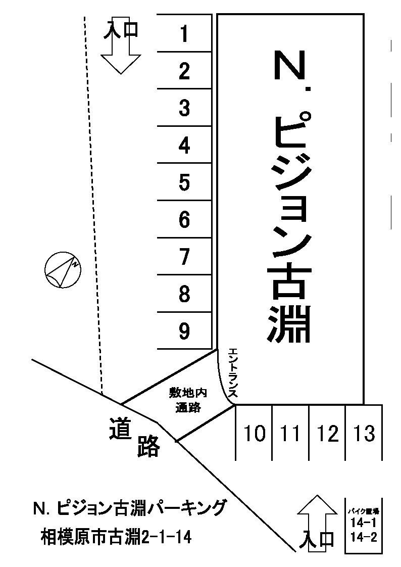 N.ピジョン古淵パーキングの駐車配置図