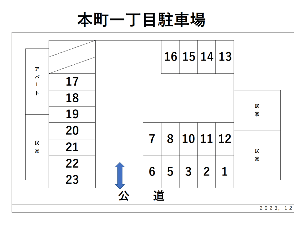 本町一丁目駐車場の駐車配置図