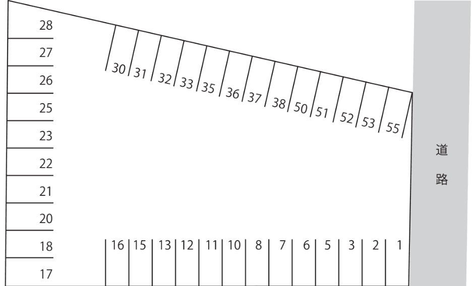 北川・パーキングの駐車配置図
