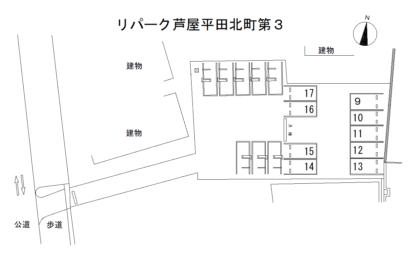 芦屋平田北町第3の駐車配置図