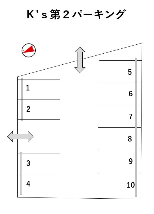 K’s第2パーキングの駐車配置図