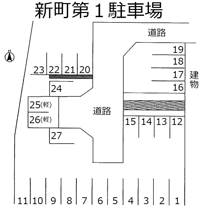 新町第1駐車場の駐車配置図