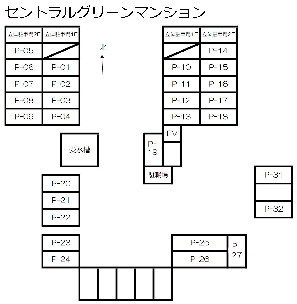セントラルグリーンマンションの駐車配置図